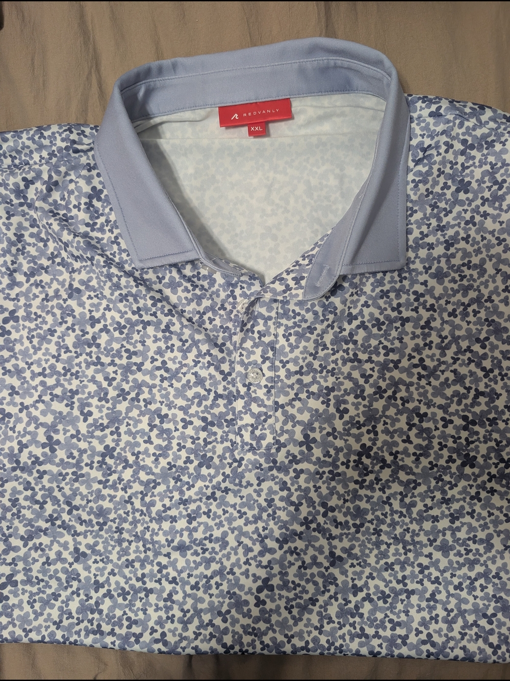AeroVally Light Blue Floral Print Polo Shirt - XXL